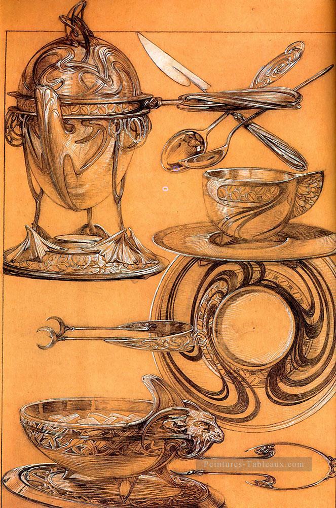 Etudes 1902 crayon gouache Art Nouveau tchèque Alphonse Mucha Peintures à l'huile